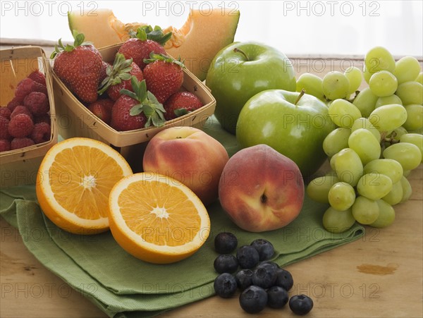 Assorted fruit on table.