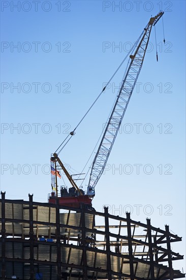 Crane on construction site, New York City, New York, United States. Date : 2008