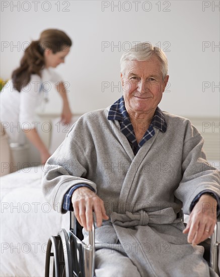 Senior man in wheel chair.