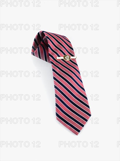 Necktie and tie clip. Photographer: David Arky