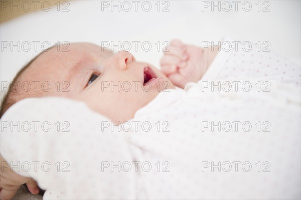 USA, New Jersey, Jersey City, Baby girl (2-5 months) portrait. Photo : Jamie Grill Photography