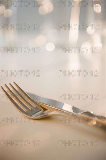 Studio shot of fork and knife. Photo : Jamie Grill Photography
