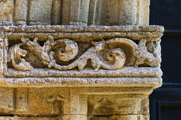 Greece, Rhodes, Medieval fortified wall carvings.