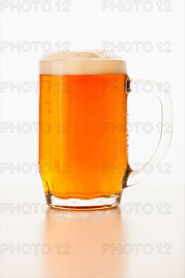 Studio shot of ale in beer glass.