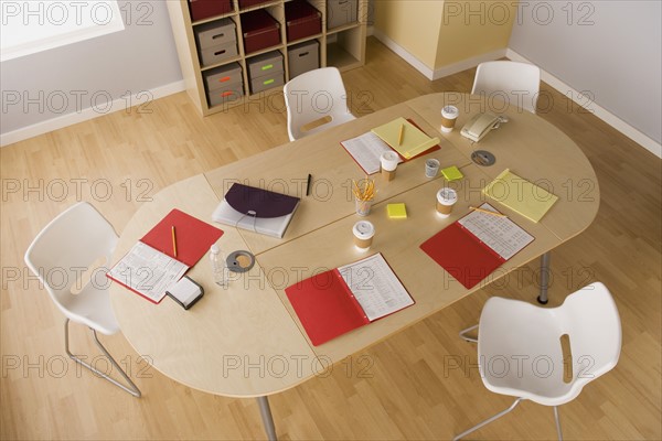 Elevated view of conference table in board room. Photo: Rob Lewine