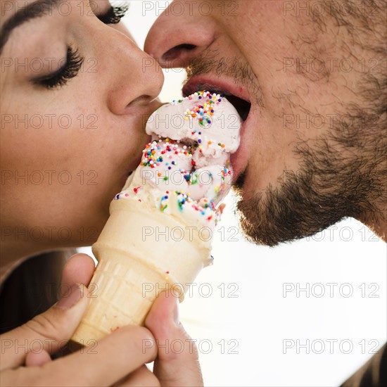 Couple eating ice cream together. Photo: Jamie Grill