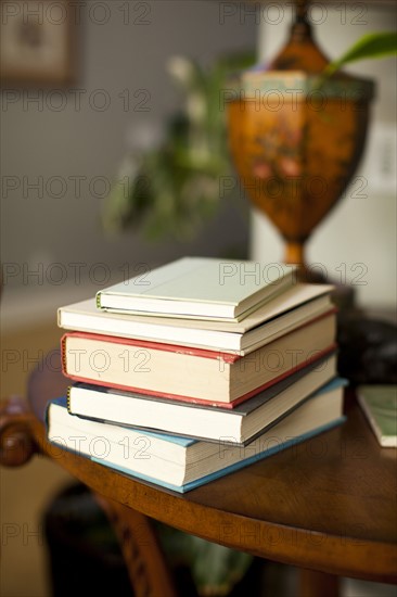 Stack of books on table. Photo: Jessica Peterson