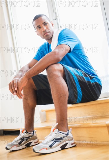 Young man resting after workout