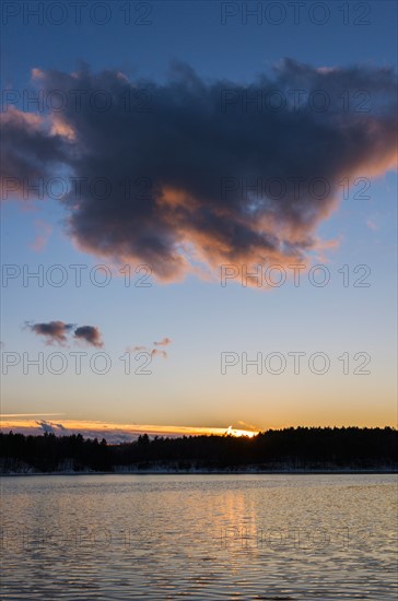 Sunset. Walden Pond, Concord, Massachusetts.