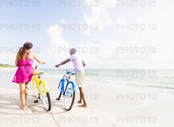 Young couple during bike trip