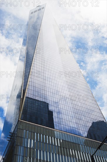 Low angle view of One World Trade Center against sky