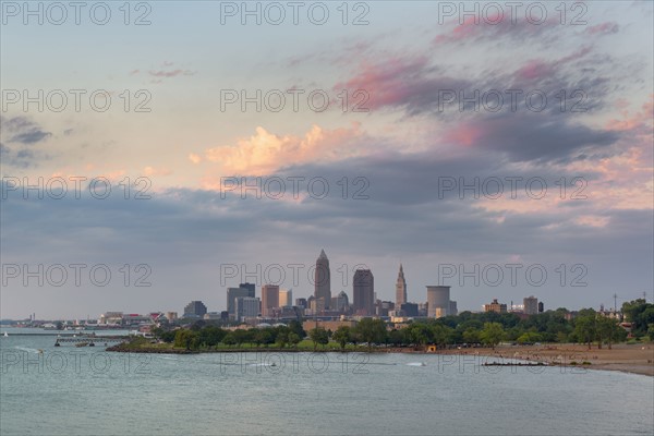 Beach with skyline in background