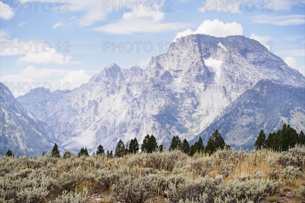 Mountain landscape and cloudy sky