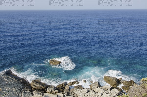Italy, Liguria, Sestri Levante, Stones by sea