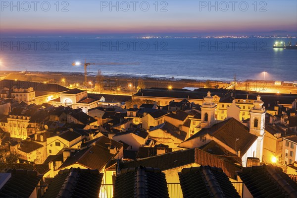 Portugal, Lisbon, Lisbon Old Town and Tagus River