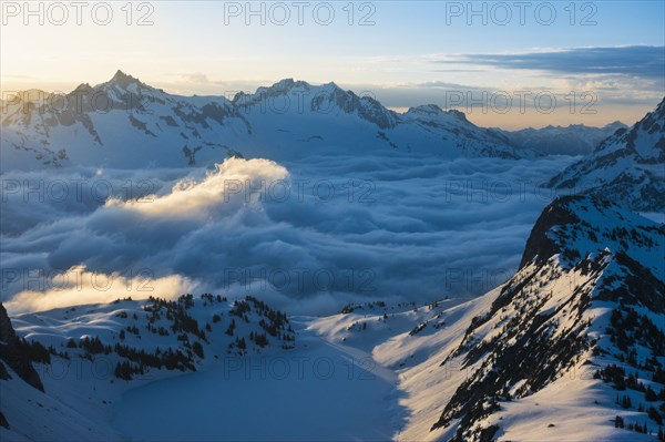 Peaks of Cascade Mountains in North Cascades National Park, Washington State, USA