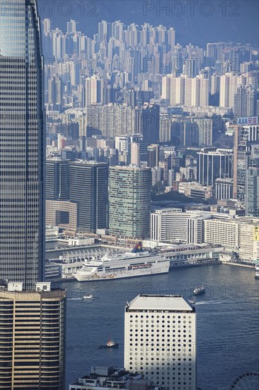 Cityscape with Nina Tower in Hong Kong, China