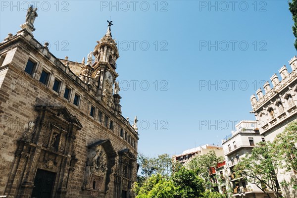 Low angle view of Santos Juanes church in Valencia, Spain