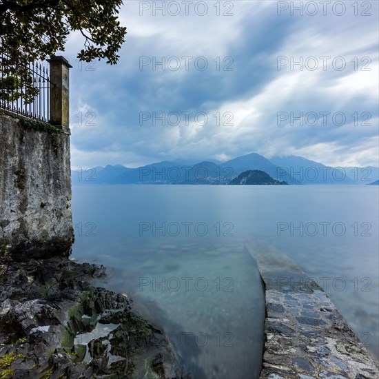 Long exposure shot of ramp in Lake Como, Italy