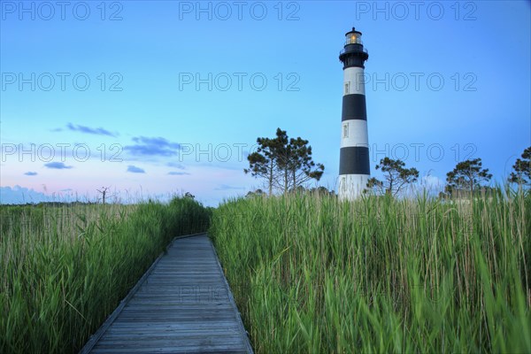 Bodi Island Lighthouse at sunset in North Carolina