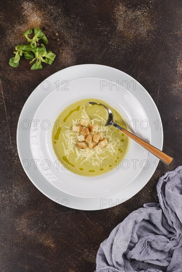 Soup with croutons and cheese