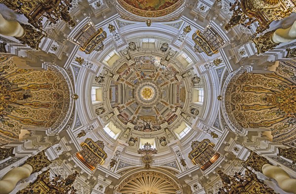 Fresco on ceiling in Church of Saint Louis of France in Seville, Andalusia, Spain