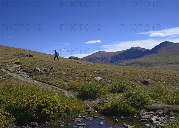 Woman hiking on Square Top Mountain in Colorado