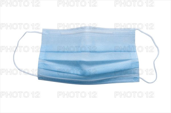 Blue medical mask on white background