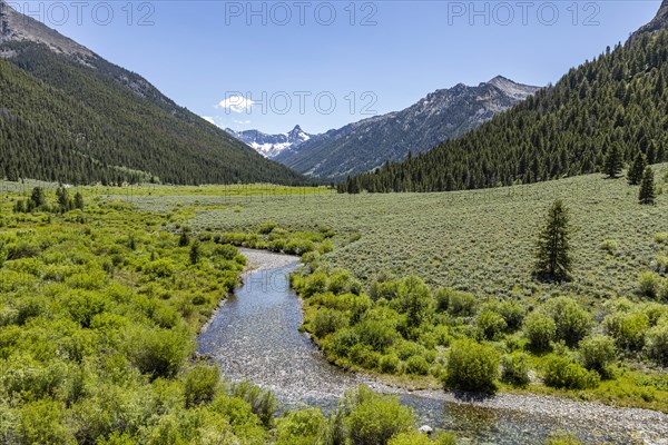 USA, Idaho, Sun Valley, Landscape with river and mountains