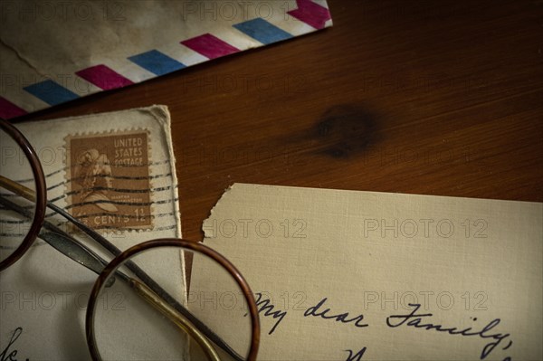 Vintage letters and eyeglasses