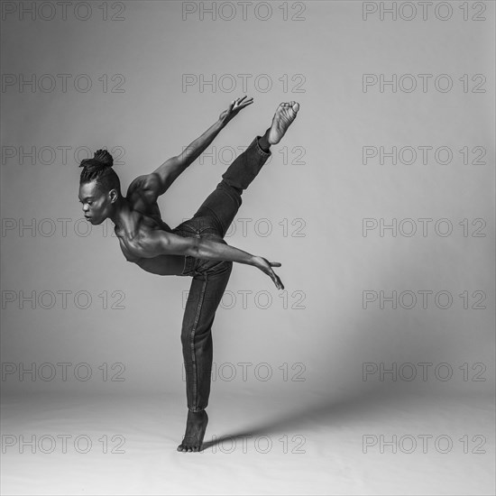 Studio shot of man dancing