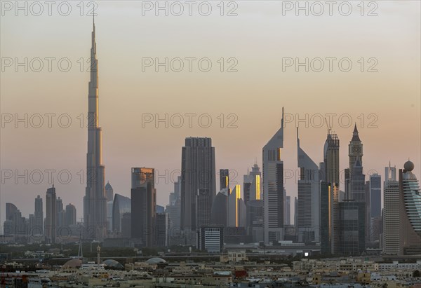 City skyline at sunset