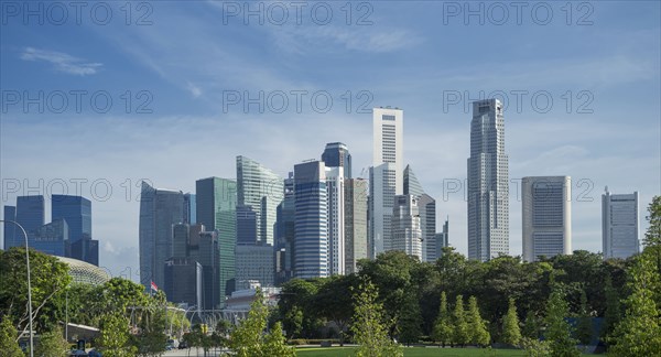 Singapore highrise buildings over urban park