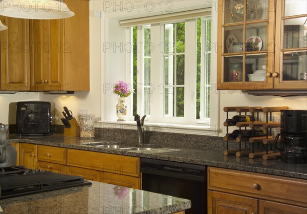 Granite countertop in domestic kitchen