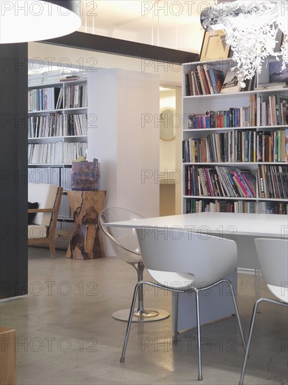 White dining table in modern home