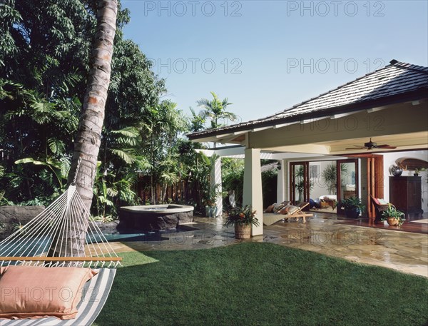 Hammock and Exterior Patio in Coastal Home