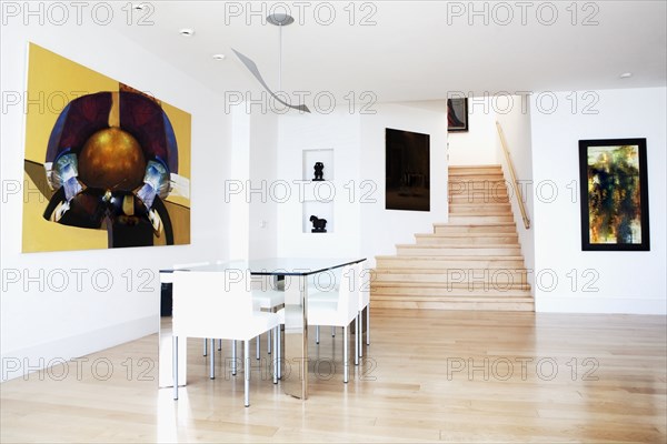 Dining table and chairs in open living space