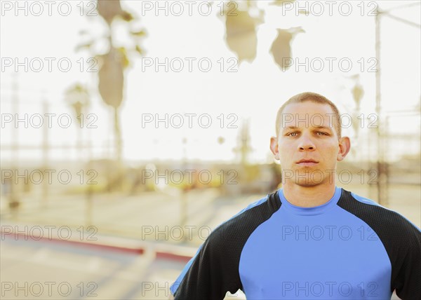 Caucasian man in sportswear outdoors