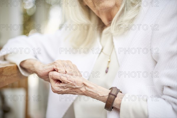 Hands of older Caucasian woman