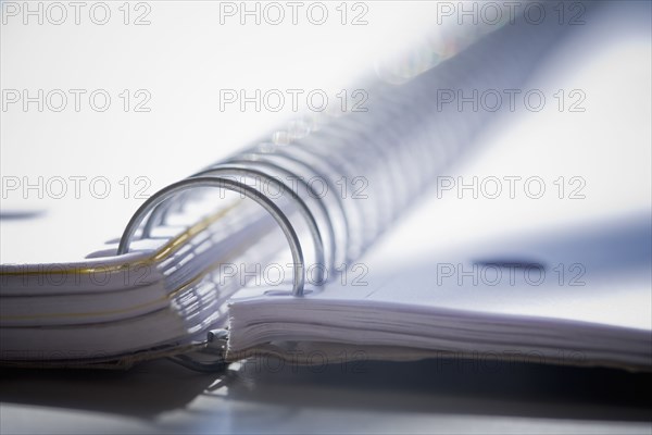 Close up of spiral notebook spine