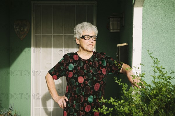 Woman standing at door