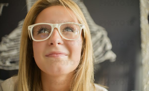 Woman wearing modern eyeglasses