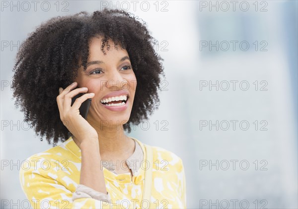 African American talking on cell phone