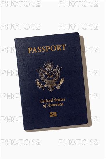 American passport on white background, New York, NY, USA