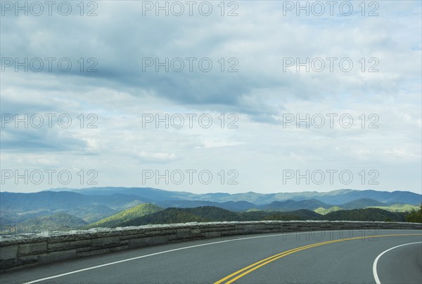 USA, Tennessee, Townsend, Foothills Parkway with Smoky Mountains in distance, , Tennessee, USA