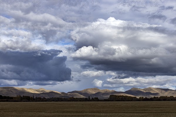 USA, Idaho, Bellevue, Dramatic clouds over landscape, Bellevue, Idaho, USA