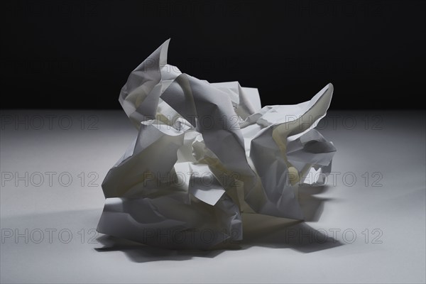 Studio shot of white crumpled paper, Austin, Texas, USA