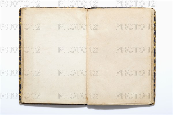 USA, New York State, New York City, Open old note pad on white background, New York City, New York, USA