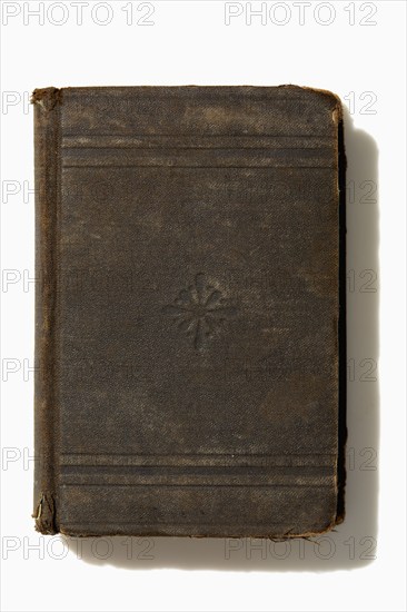 USA, New York State, New York City, Old book on white background, New York City, New York, USA