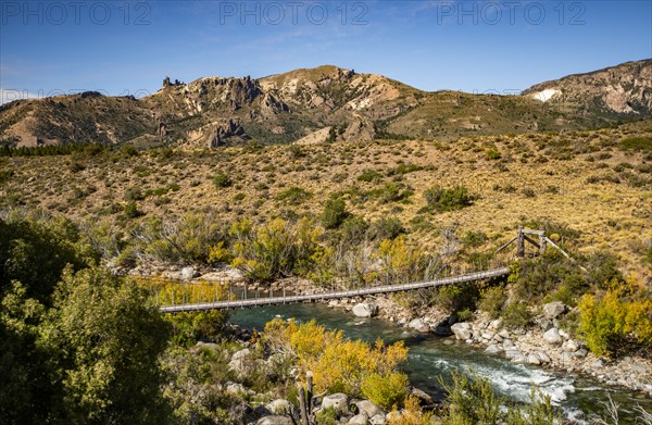 Livestock bridge over Traful River on Estancia Arroyo Verde, Estancia Arroyo Verde, Nequen Province, Argentina